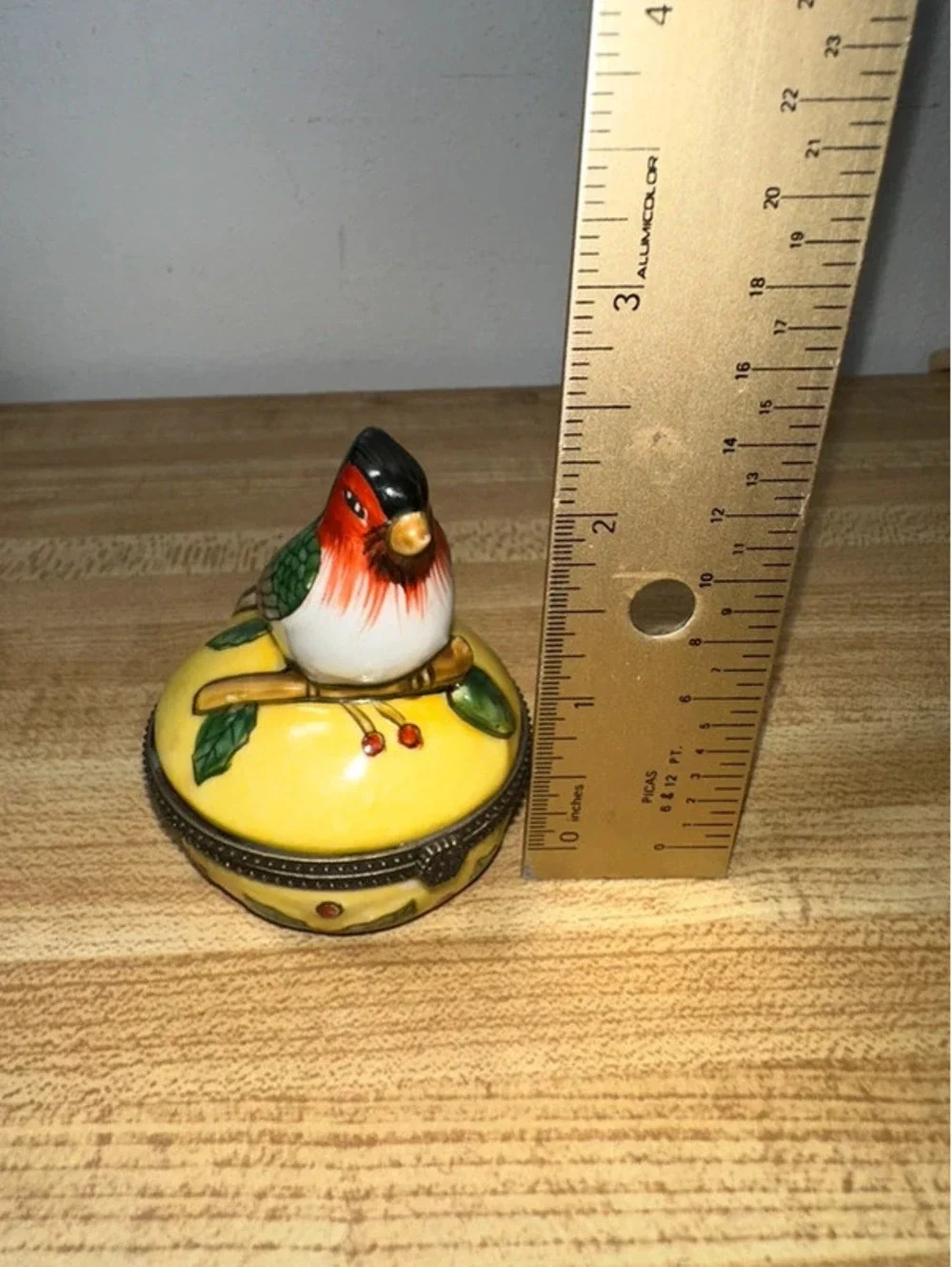 Vintage Porcelain Bird Hinged Trinket Jewelry Box